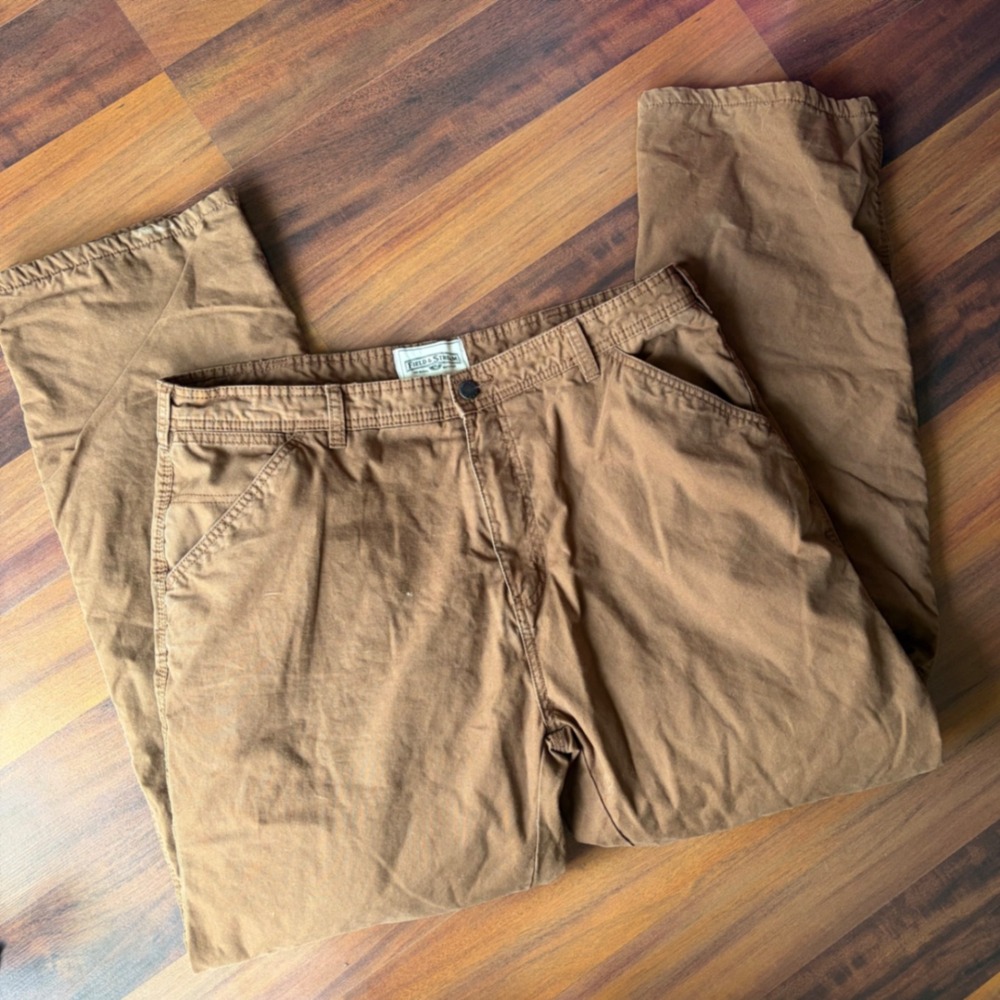 Field & Stream Mens Brown Fleece Lined Canvas Pants 36x32 Heavyweight Utility